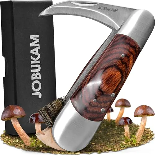 Hochwertiges Pilzmesser mit Bürste 19,3cm - Ideal für Pilzsammler - Klappmesser für Pilzsammler mit scharfer Klinge und klappbarer Bürste. Perfekt für saubere Schnitte und einfaches Putzen von Pilzen. Ein Must-Have für jeden Pilzkorb!