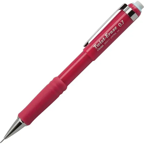 Pentel Automatischer Bleistift mit Drehradierer 0,7 mm rot (QE517B)