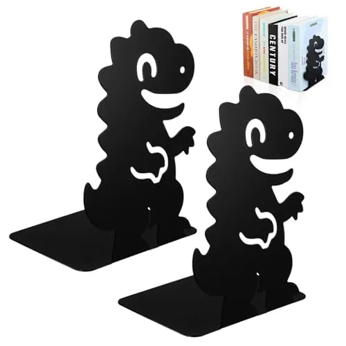 Stück Dinosaurier Metall Buchstütze, Buchstützen Bücherstützen Bücherhalter mit rutschfesten Füßen, Buchhalter Regal für Büro Schule Zuhause 2