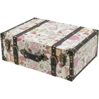 HMF Vintage Koffer Aufbewahrungsbox aus Holz - Aufbewahrungsboxen mit nostalgischem Barock Design, ideal als Geschenkkoffer oder für Reisen. Handgefertigt, mit Ledergriff und Metallbeschlägen, bietet viel Platz und schützt den Inhalt.