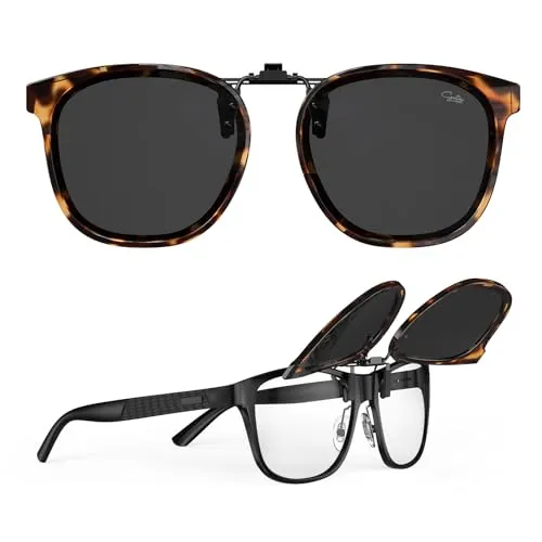 Goiteia Sonnenbrille zum Anklippen über verschreibungspflichtigen Brillen | modisches gerahmtes Design zum diskreten Verbergen Ihrer Brille, einfach an- und auszuziehen, einhändig