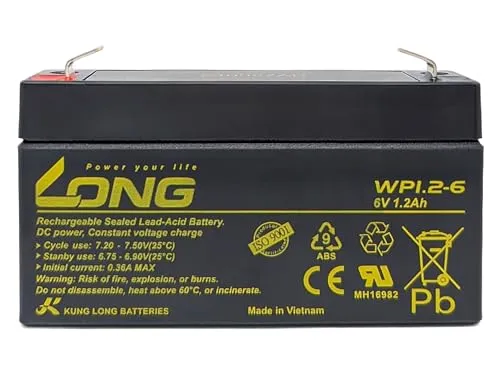 Akku Accu kompatibel Multipower MP1,2-6 CP612 6V 1,2Ah Blei Vlies AGM Batterie