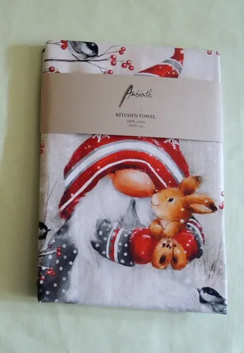 Ambiente Geschirrtuch Weihnachten Zwerg Geschirrhandtuch Vögel Häschen Wichtel