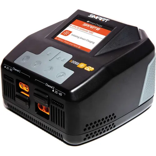 Spektrum S2200 G2 AC 2x200W Smart-Ladegerät International - Ladegeräte & Stromquellen für Funktionsmodellbau, leistungsstark mit bis zu 380 W für schnelles Laden von Smart G2 Akkus ohne separates Balancekabel.