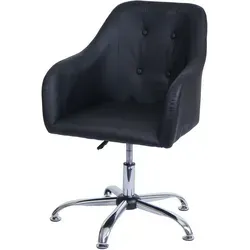 PROREGAL Esszimmerstuhl | HxBxT 91x57x62 cm | Sitzhöhe 41cm | drehbar höhenverstellbar Metall | Kunstleder Schwarz | Küchenstuhl Stuhl mit Armlehne