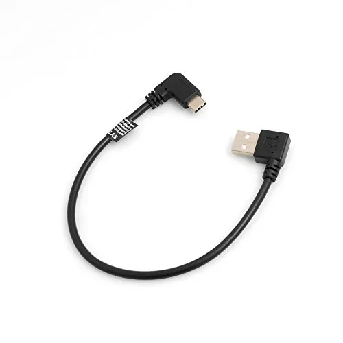 SYSTEM-S USB 3.1 Typ C 90° gewinkelt zu USB 2.0 Typ A 90° gewinkelt Winkelstecker Datenkabel Kabel 27cm
