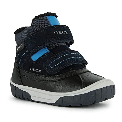 Geox Baby Jungen B omar dreng wpf Stiefeletten, Navy Sky, 20 EU - Stiefel für Jungen, wasserdichtes Leder, ideal für nasse Tage und bequemes Anziehen dank Klettverschluss.