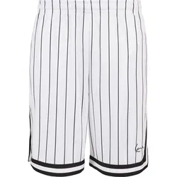 Karl Kani Herren Small Signature Pinstripe Mesh Shorts - Stoffhose aus 100% Polyester im gestreiften Design, ideal für lässige Looks und bequemes Tragen dank loose fit Passform.
