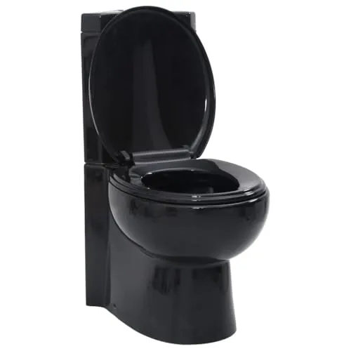 vidaXL Stand WC mit Soft Close Sitz und Spülkasten in schwarz von vidaXL