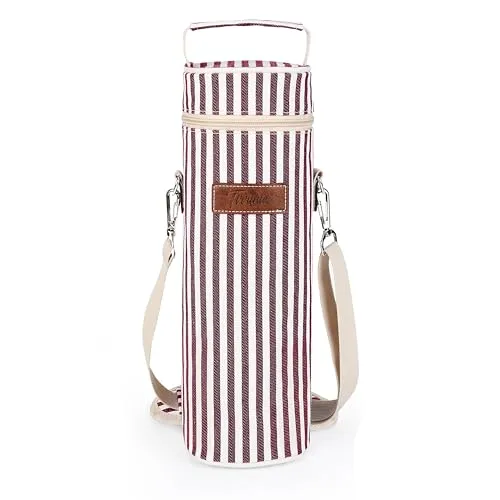 Kato Tirrinia Kühltasche für 1 Flaschen, Isoliert Flaschentasche für Wein Bier Champagner mit Griff & Schultergurt, Weinkühltasche Geschenk für Weinliebhaber für Reise Picknick Party Camping