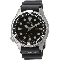 Citizen Automatikuhr NY0040-09E - Edelstahl-Automatikuhr mit 20 bar Wasserdichtigkeit, ideal für Abenteuer und Wassersport. Mit Kautschuk-Armband und einseitig drehbarer Lünette.