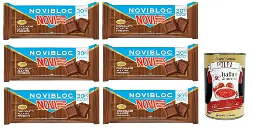 6x Novi Novibloc Cioccolato al Latte Tafel Milchschokolade 30% Kakao 150g + Italian Gourmet Polpa di Pomodoro 400g Dose