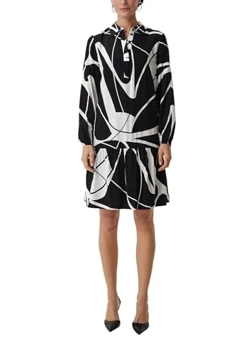 comma Kleid mit Allover Print - Freizeitkleider für Damen, Regular Fit mit langen Ärmeln und Gummibündchen, ideal für stilvolle Freizeitlooks.