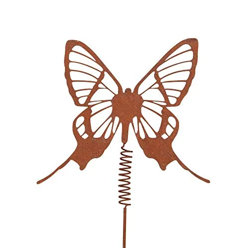 UNUS Gartenstecker Rost Schmetterling mit Wackelfeder Klein