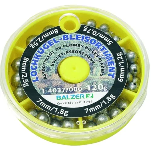 Balzer Lochblei Sortiment - 120g Kugelbleie für Posenangler, Bleie zum Stippen, Angelgewichte