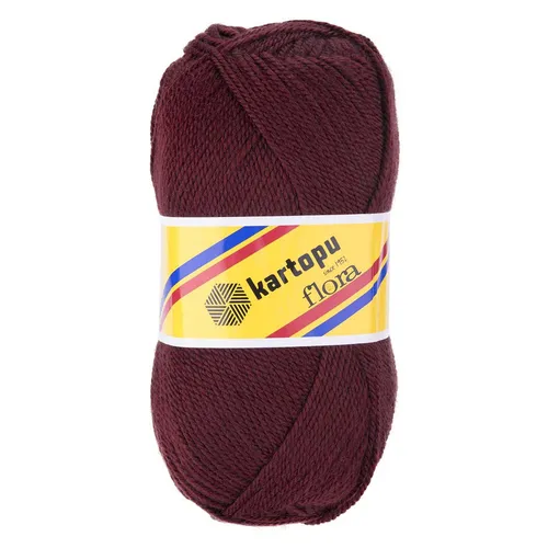 Kartopu 5 x 100g Strick-Häkel-Garn Kartopu Flora Acryl-Wolle Farbwahl Häkelwolle, 1150 m (5er-Pack, 5-St), K110 weinrot