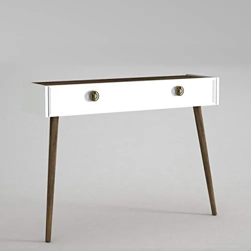 moebel17 Alphamoebel 4654 Nadya Konsolentisch - Konsolentisch in Weiß Walnuss mit Massivholzfüßen, bietet viel Stauraum dank großer Schublade und ist vielseitig einsetzbar – ideal für jeden Haushalt oder Büro.