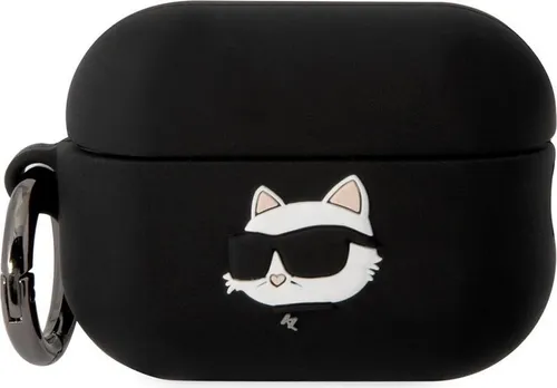Karl Lagerfeld KLAP2RUNCHK AirPods Pro 2 Cover schwarz/schwarz Silikon Choupette Head 3D - Schwarz