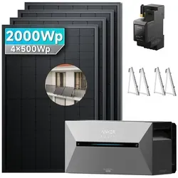 Solarmars® 2000W Balkonkraftwerk mit Speicher