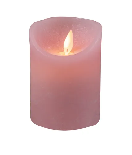 Anna's Collection - LED-Blockkerze 'Oslo' (10 cm, rosa) mit Timerfunktion - Kerzen aus Echtwachs mit täuschend echter Flamme und Timerfunktion. Sicher für Haushalte mit Kindern und Tieren, ideal für gemütliche Atmosphäre ohne Brandgefahr.