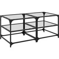 vidaXL Couchtische mit Glasplatten 2 Stk. Transparent 50x50x45cm Stahl