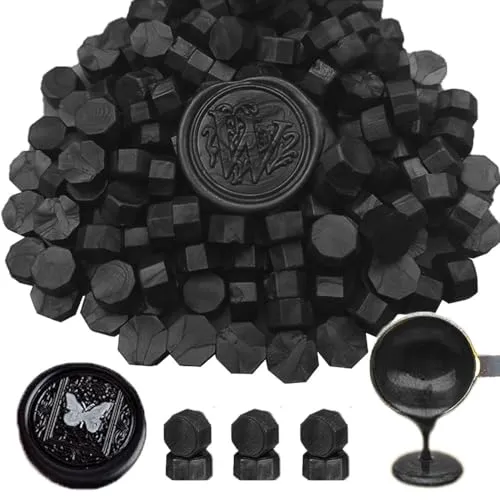 Wachs-Siegel-Perlen, ANBOSE 500 Stück Achteckige Siegel-Wachs-Perlen für Stempel (Black)
