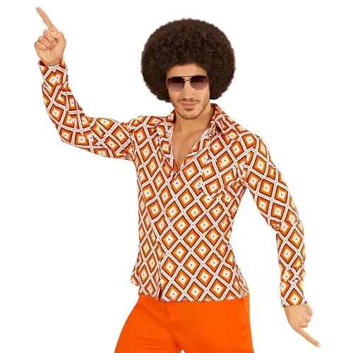 70er Jahre Hemd Herren - L-XL - Kostüme im auffälligen Retro-Look, perfekt für Mottopartys oder den Schlagermove. Erlebe den Groove der wilden 70er mit diesem coolen Hemd!