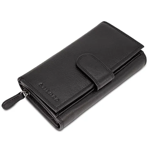 STILORD 'Elisa' Geldbörse Damen schwarz Leder - Damen-Geldbörse mit 18 Kartenfächern und RFID-Schutz, elegantes Echt-Leder im handlichen Format für maximale Funktionalität und Sicherheit.