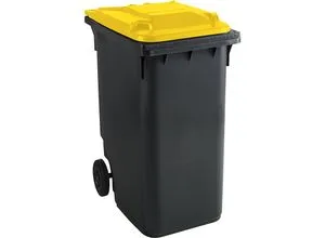 Mülltonne aus Kunststoff DIN EN 840, Volumen 360 l, BxHxT 665 x 1115 x 880 mm, anthrazit/gelb kaiserkraft