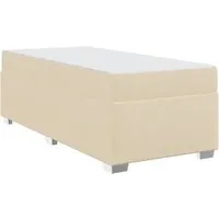 vidaXL Bettgestell Creme 90 x 190 cm - Modernes Bettgestell mit stabiler Schaumstoffmatratze für erholsamen Schlaf. Robuster Lattenrahmen und pflegeleichter Stoff sorgen für Komfort und Stil in deinem Schlafzimmer.