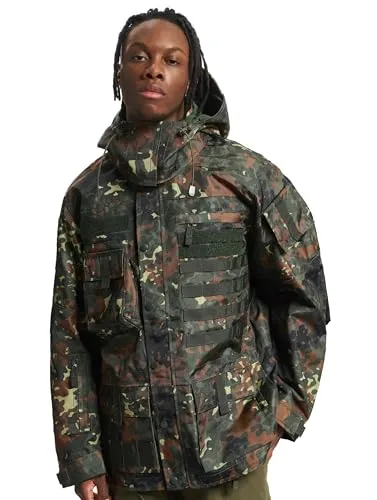 Brandit Performance Outdoor Jacket - Flecktarn, Größe S - Funktionsjacke mit atmungsaktivem Mesh-Innenfutter, stabilen 2-Wege YKK Reißverschluss und Windschutzleiste, ideal für Outdoor-Aktivitäten