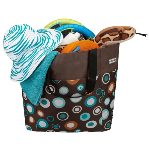 anndora XXL Shopper braun hellblau - Robuste Strand- und Einkaufstasche - Leichte, geräumige Tasche mit Reißverschluss und robustem Außenmaterial. Perfekt für Strand, Sauna oder Shopping. Belastbar bis 20 kg!