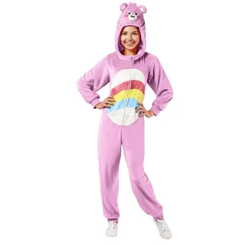 Rubie's Care Cheer Bear Comfy-Wear-Kostüm-Overall - Erwachsenenkostüm für Damen, offiziell lizenziertes Design von Rubie's, ideal für Halloween und Karneval, bequem und stylisch mit Kapuze.