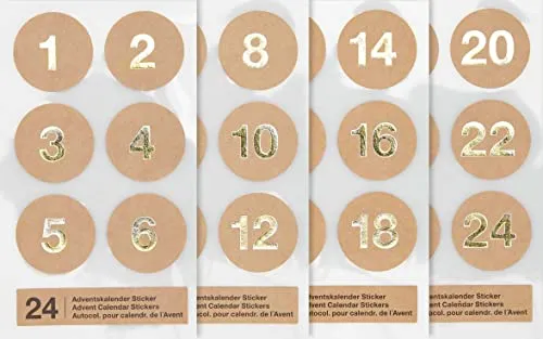 Adventskalender-Sticker 4 Bogen Natur