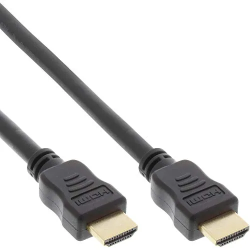 InLine 17555P HDMI Kabel, HDMI-High Speed mit Ethernet, Premium, 4K2K, Stecker / Stecker, schwarz / gold, 0,5m