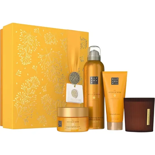 RITUALS Geschenkset The Ritual of Mehr - Luxus Körperpflegeset mit Duschschaum, Körpercreme, Körperpeeling und Duftkerze, belebender Duft von Süßorange und Zedernholz in eleganter Origami-Verpackung
