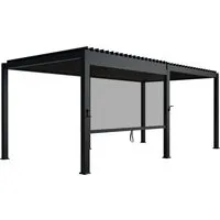 Juskys® Lamellendach Tahiti 3x5,9 m – Wetterfeste Terrassenüberdachung mit Seitenwand