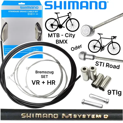 Shimano Fahrrad Bremszug & Aussenhülle Bowdenzug MTB / Road Innenzüge Set Vr+Hr