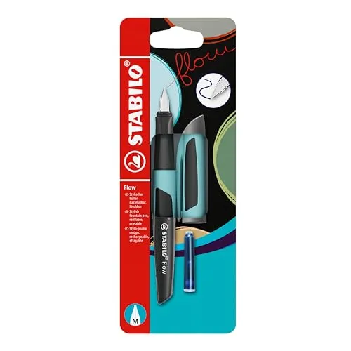 STABILO - Füller - Flow SPORTY in hellblau/schwarz - Einzelstift - inkl. Patrone