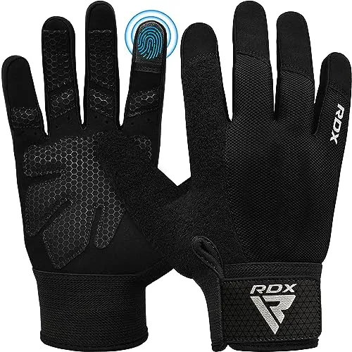 RDX Fitness Handschuhe Vollfinger für Damen und Herren - Handschuhe für Fitness mit Touchscreen-Technologie und extra Komfort durch EVA-Polsterung. Ideal für Gewichtheben, Bodybuilding und Powerlifting im Fitnessstudio.