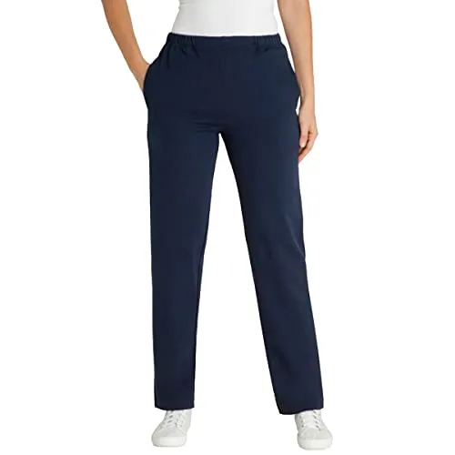 hajo Damen Sweathose Blau, Größe 40 - Sport-Jogginghosen für Damen, hochwertige und atmungsaktive Trainingshose aus Baumwolle-Microfaser-Elasthan-Mix mit zwei praktischen Taschen.