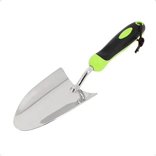 Rekord Blumenkelle Länge 35 cm (Edelstahl, gummierter Kunststoffgriff) mit Aufhängeloch, Pflanzkelle, Gartenkelle, Pflanzschaufel, Blumenschaufel, Handschaufel
