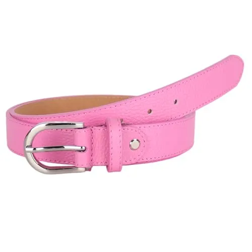 MIRROSI Ledergürtel Damen Herren Gürtel, Made in Italy, 3cm breit (Babyrosa (Silberne Schnalle), 85cm)