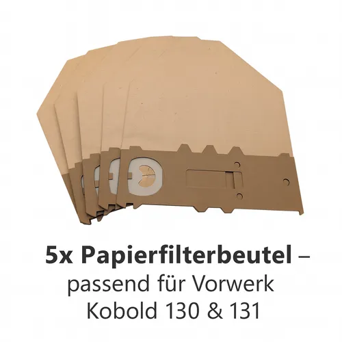 5x Papierfilterbeutel für Vorwerk Kobold 130 131 Staubsaugerbeutel