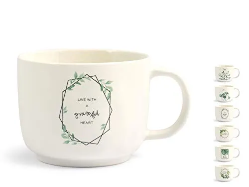 H&H Set 6 Tazze Jumbo New Bone China Decoro Botanic Cc350