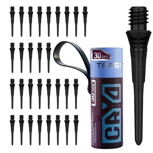 Target Darts Cryo Soft Tip Point Multipack Set of 30 Tips, Schwarz | Packung mit Spitzen, professionelles Dartzubehör, Ersatzspitzen aus Kunststoff, 2BA-Gewinde