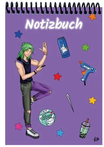 A 5 Notizblock Manga Quinn, lila, liniert Spiralbindung, Notizblock, Tagebuch...