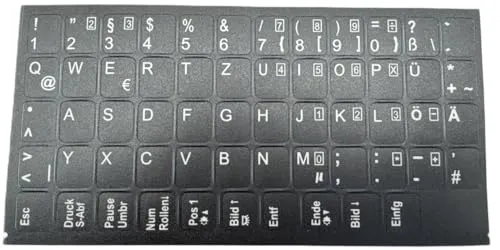 T-ProTek DEUTSCHE Tastaturaufkleber - schwarz MATT 58 Tasten 1,1 cm x 1,3 cm Selbstkleben kompatibel für Acer Aspire