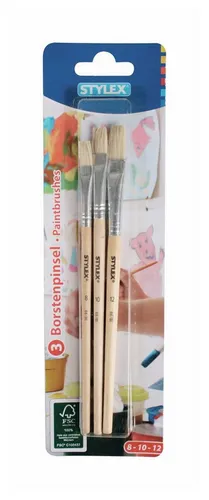 Stylex Schreibwaren Malpinsel 3 Borstenpinsel / Größe: je 1x 8, 10, 12