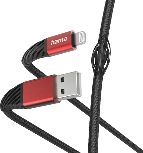 Hama Ladekabel „Extreme“ USB A auf Lightning, 1,5m in rot von Hama
